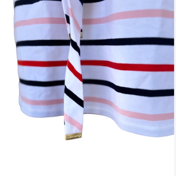 Multi-Color Horizontal Stripe Shift Dress Adjustable Belt - Picture 8 of 11